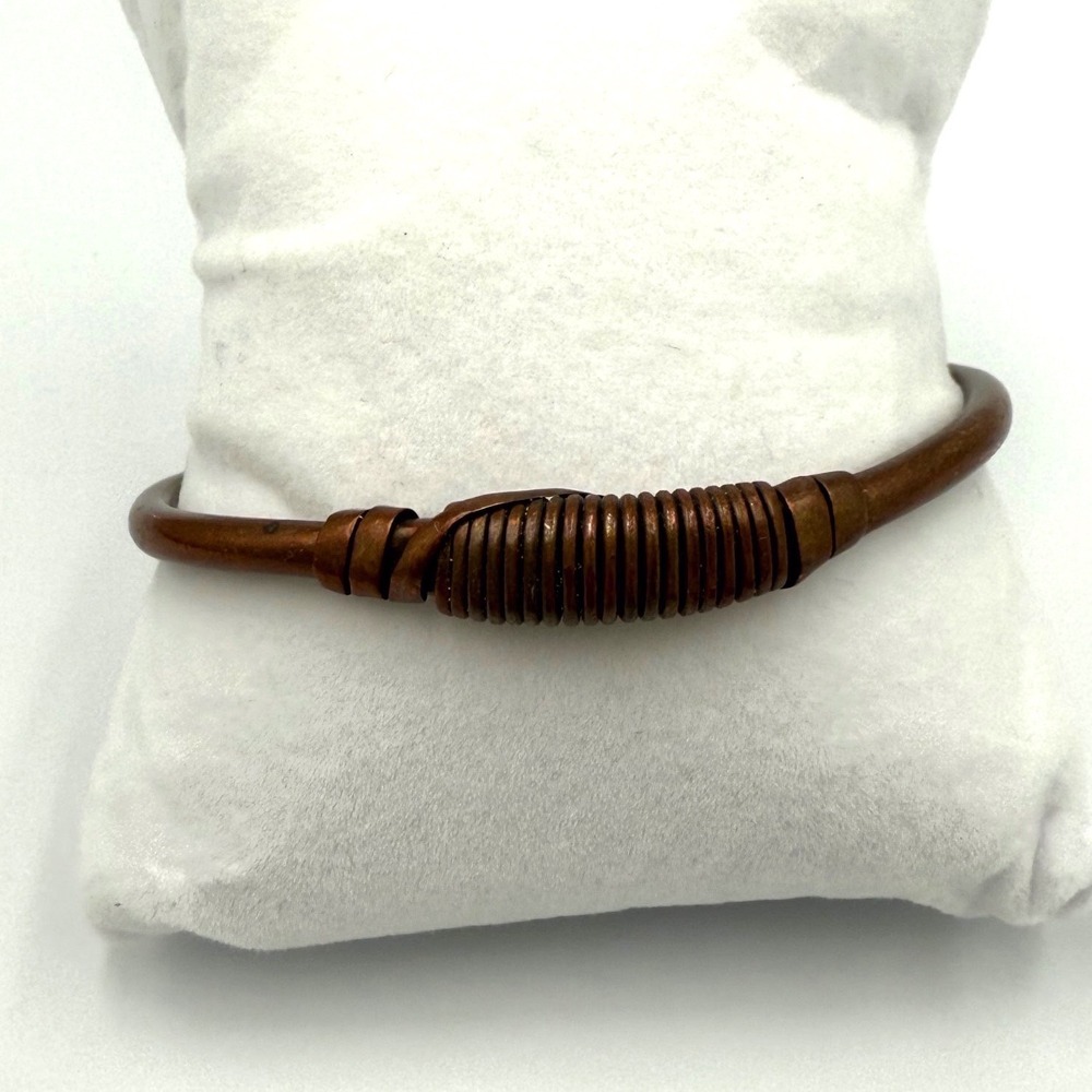 Vintage Handcrafted Copper Wire Wrapped Cuff Bracelet Minimalist Boho Jewelry‎